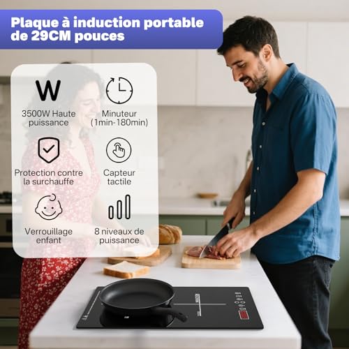 Plaque à induction Argyolas 3500W - 2 feux portatifs - Puissance variable - Minuteur - Prix compétitif