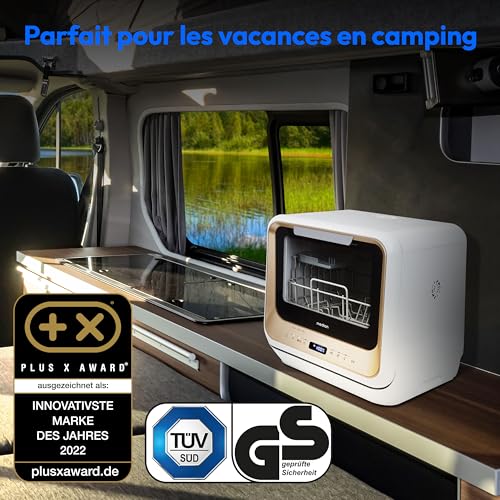 MEDION Lave-vaisselle Mini Sans Eau, 2 Couverts, 6 Programmes, Biberons, Pose Libre, Électroménager Compact